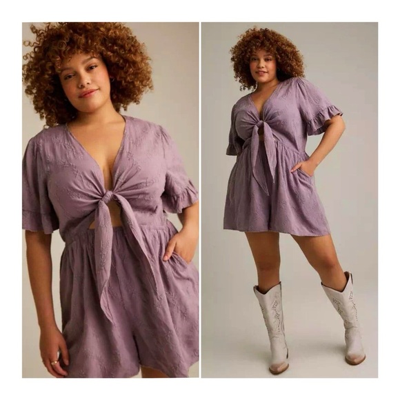 torrid Dresses & Skirts - TORRID Festi Purple Eyelet Cut Out Romper